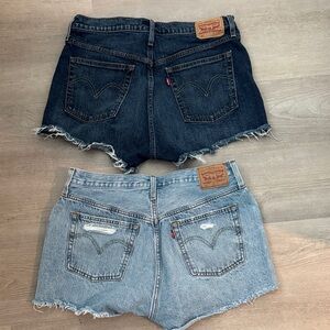 Levi's Two-Pack Cutoff Denim Shorts — Dark Blue & Light Blue